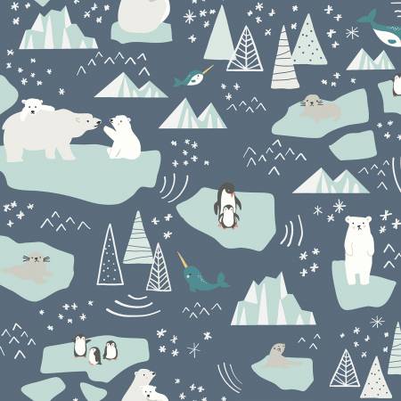 Nice Ice Baby Flannel, Navy, 4.5 yards