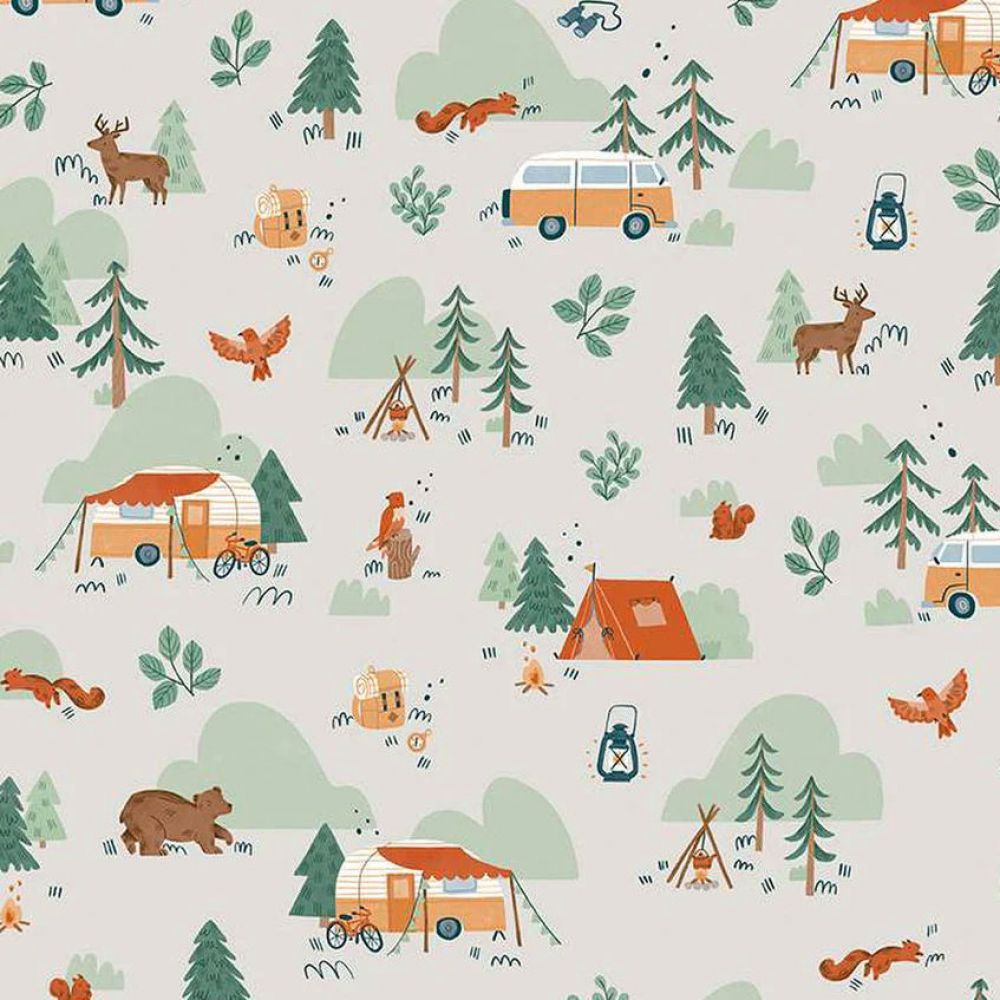 Camp Woodland Flannel, Off-White, 4.5 yards